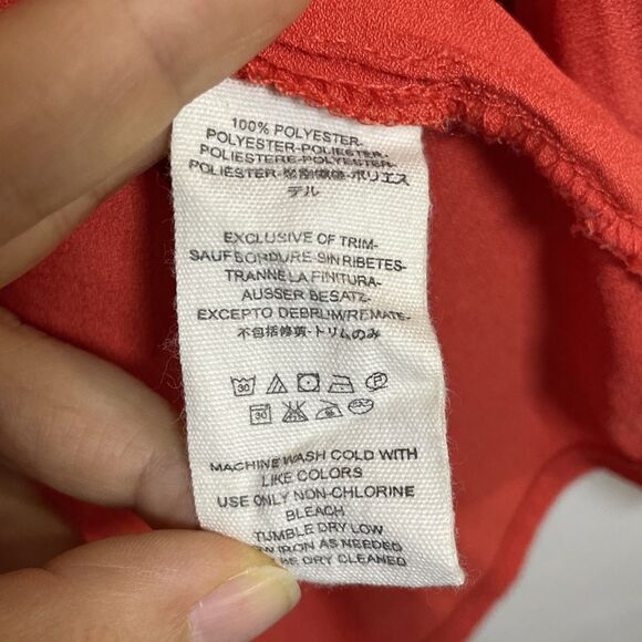 Free People Red Orange Tie Neck Long Sleeve Blouse Size Medium Boho - Picture 9 of 10